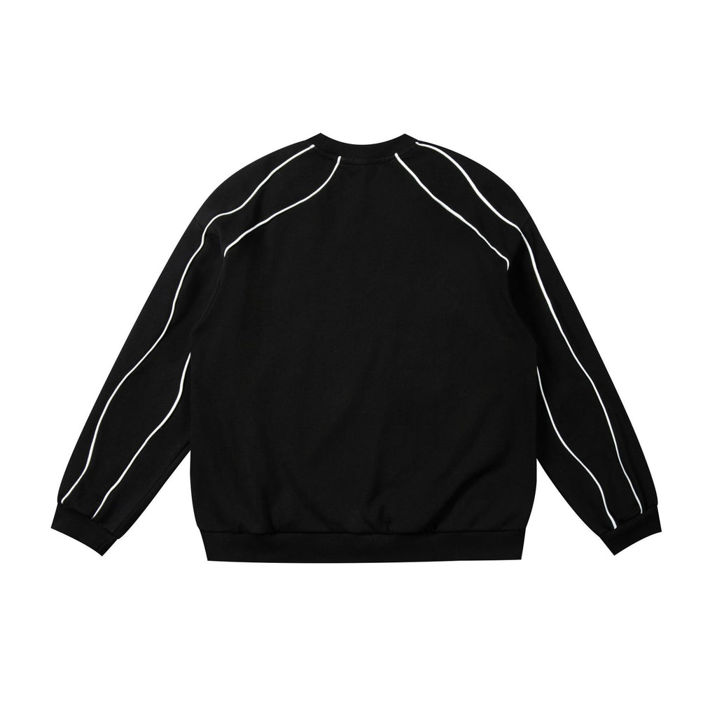 Embroidered Distressed Stitching Loose Round Neck Sweatshirt