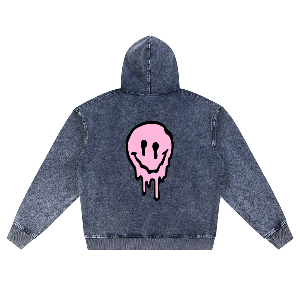 Snow Wash Oversized Zip-Up Hoodie
