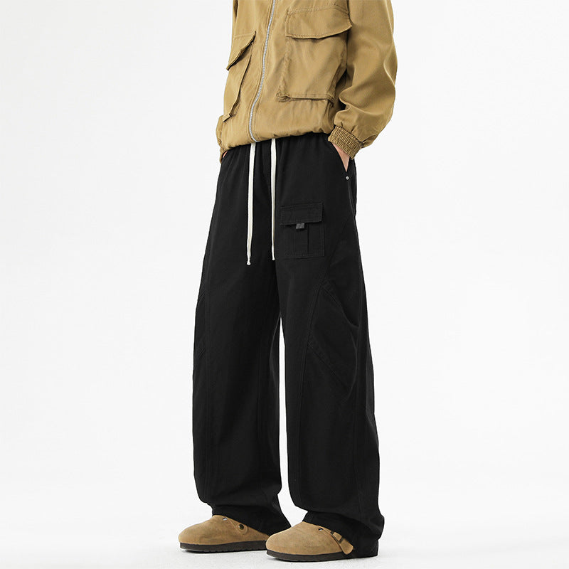 Straight-Leg Casual Pants for Men Loose Fit Long Trousers