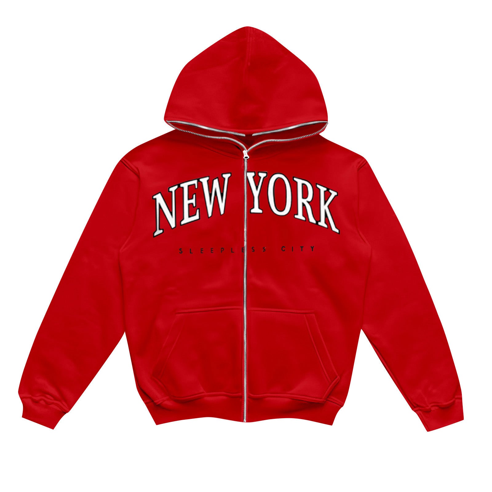 Fleece-lined Zip-up Hoodie with California Style for Men