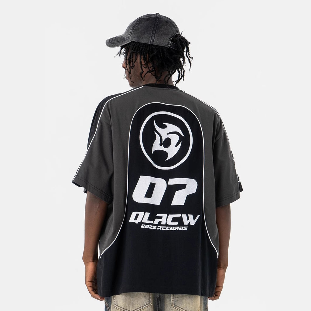 Football Jersey Spliced Letter Print Short Sleeve T-Shirt