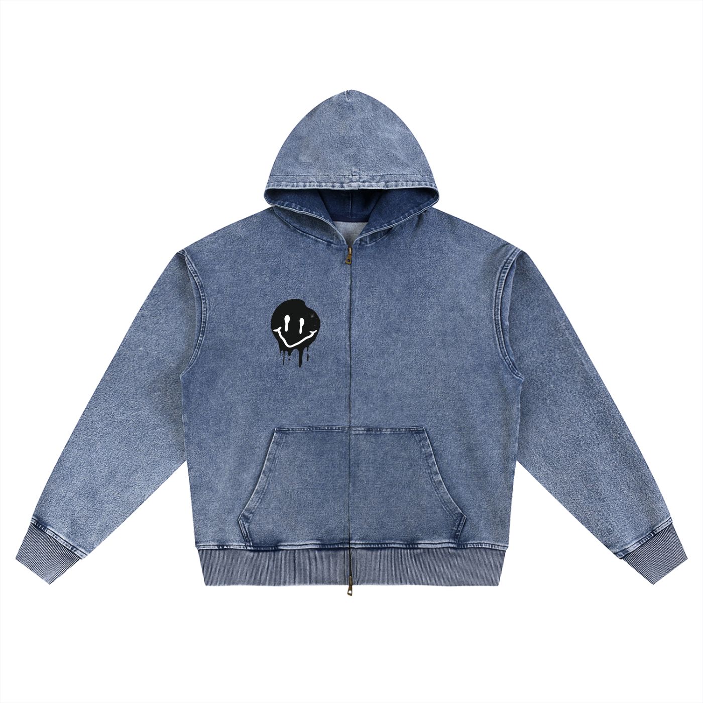 Snow Wash Oversized Zip-Up Hoodie