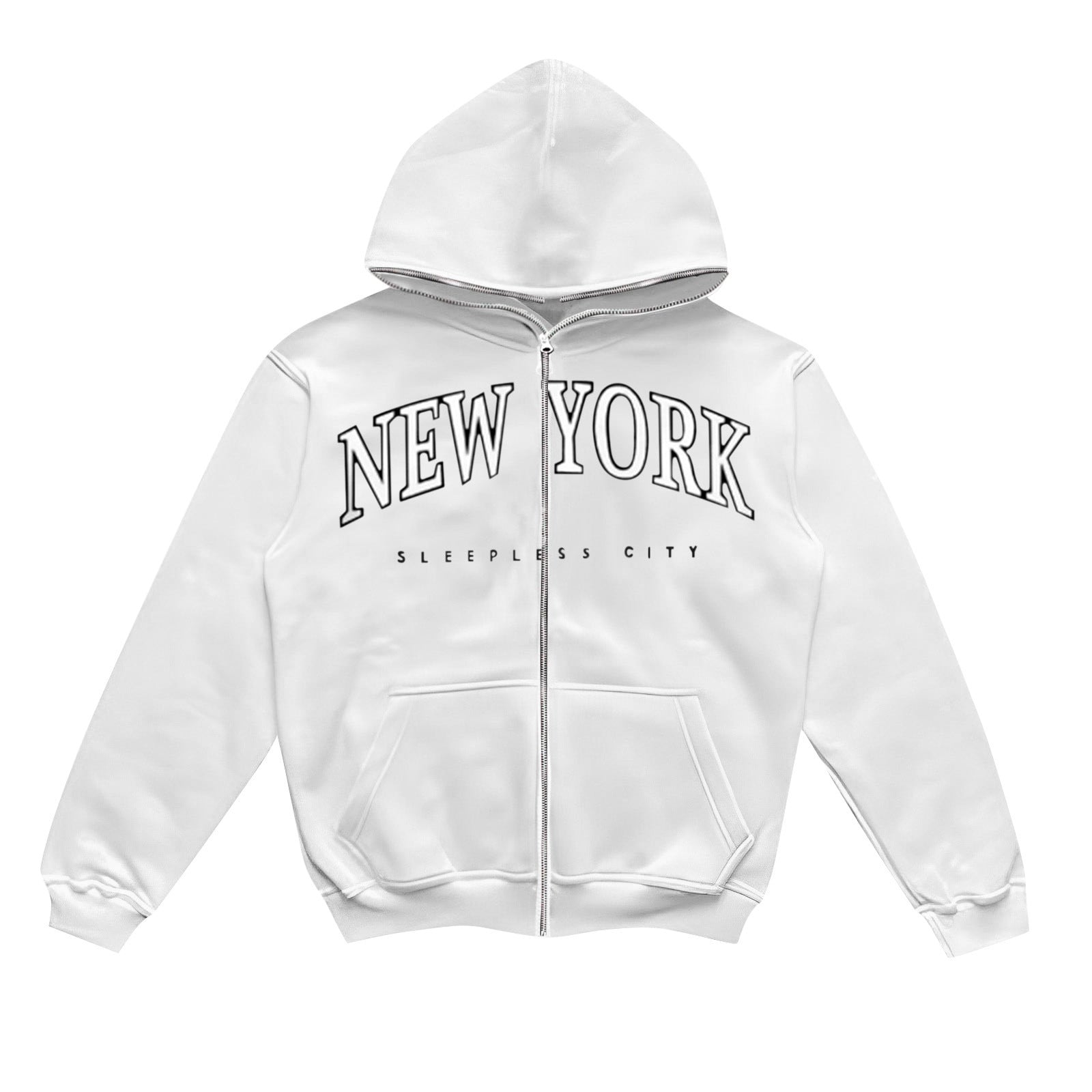 Fleece-lined Zip-up Hoodie with California Style for Men