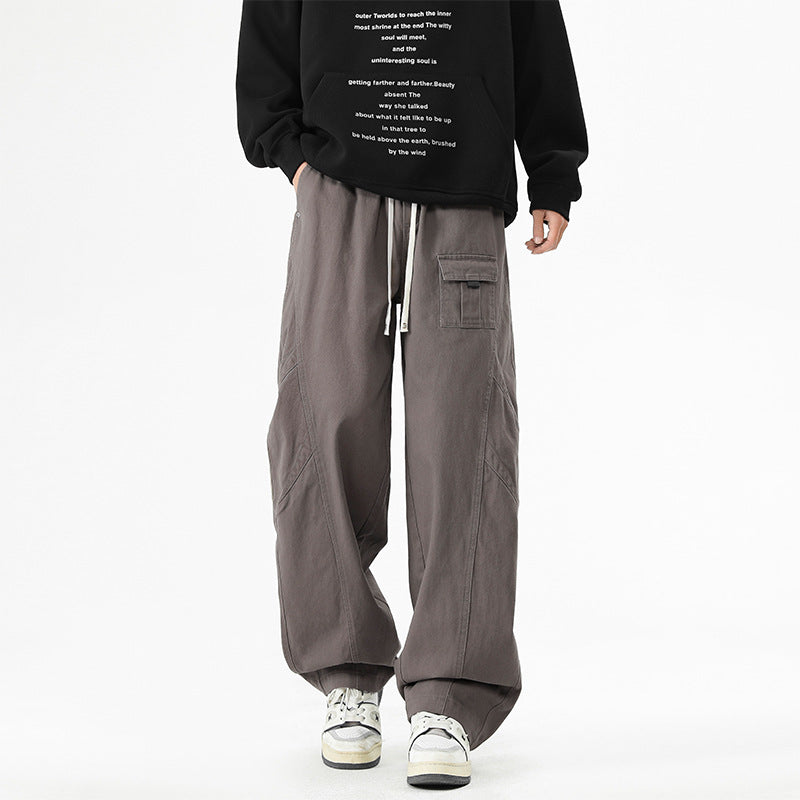 Straight-Leg Casual Pants for Men Loose Fit Long Trousers