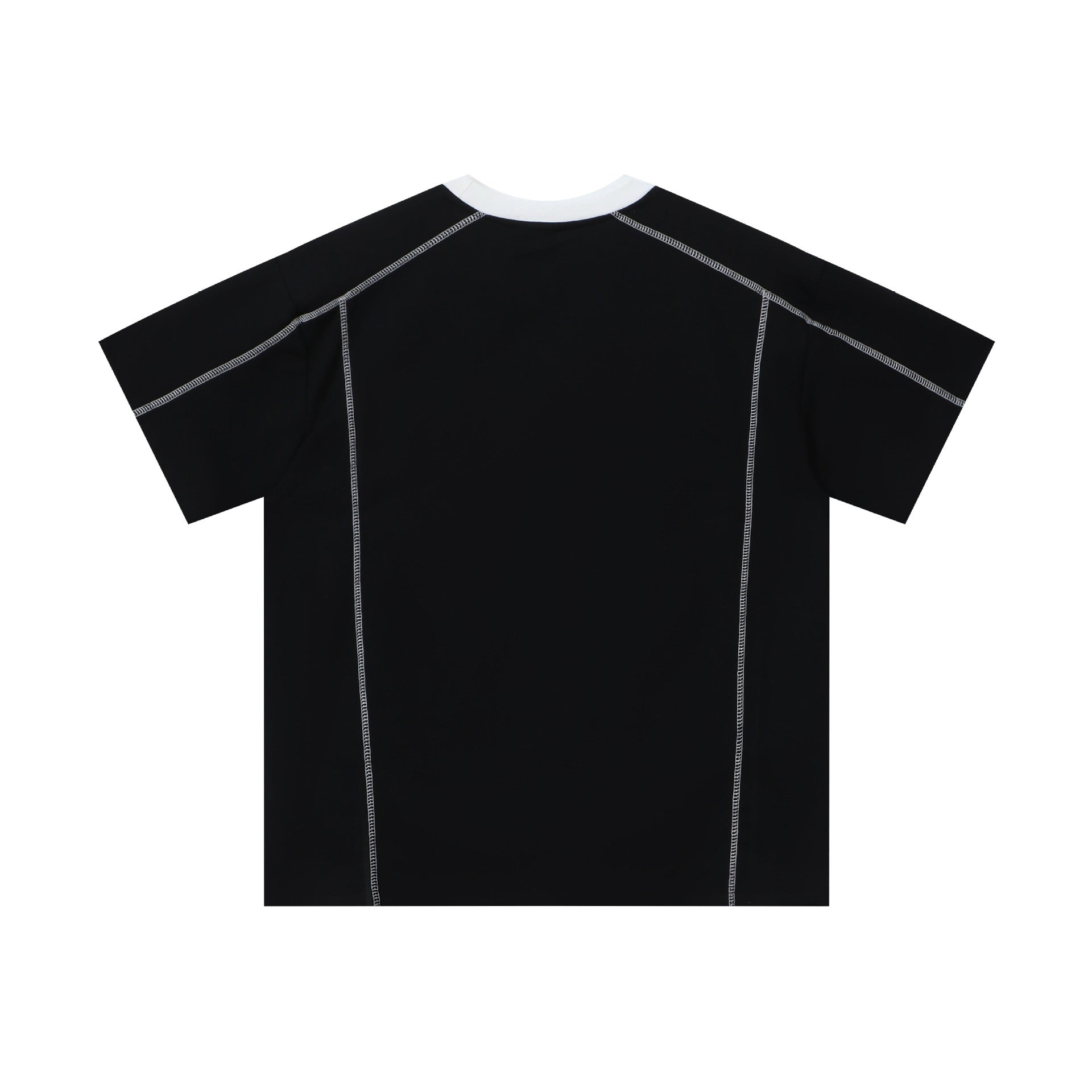 Color Block Topstitching Crew Neck Short Sleeve T-Shirt Men's Loose Printed Half-Sleeve Top