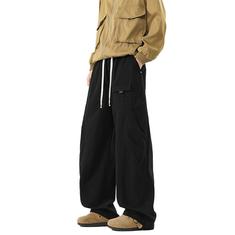 Straight-Leg Casual Pants for Men Loose Fit Long Trousers