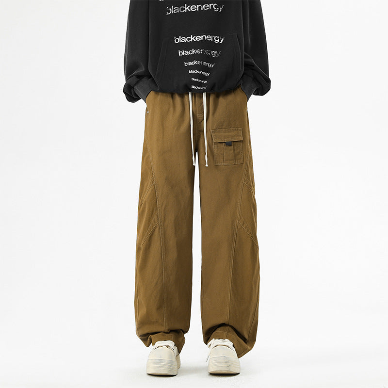 Straight-Leg Casual Pants for Men Loose Fit Long Trousers