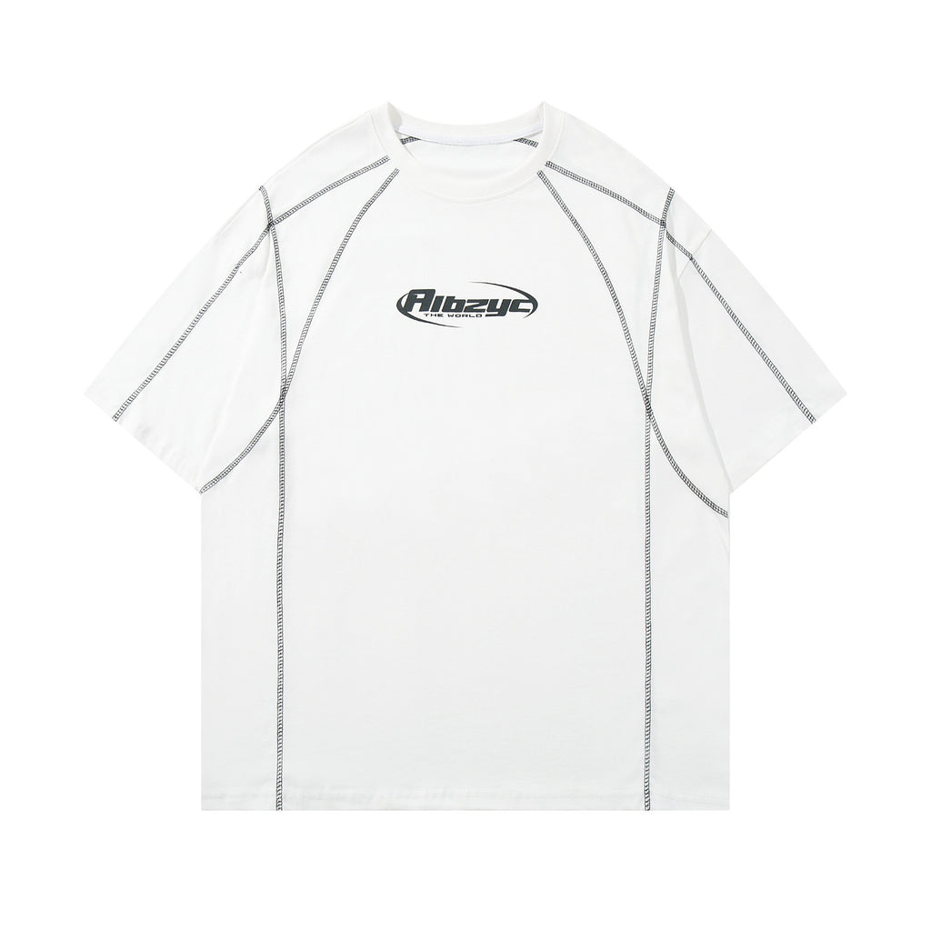 Style Casual Letter Print Short Sleeve T-Shirt Men's Oversize Loose Fit Couple Top