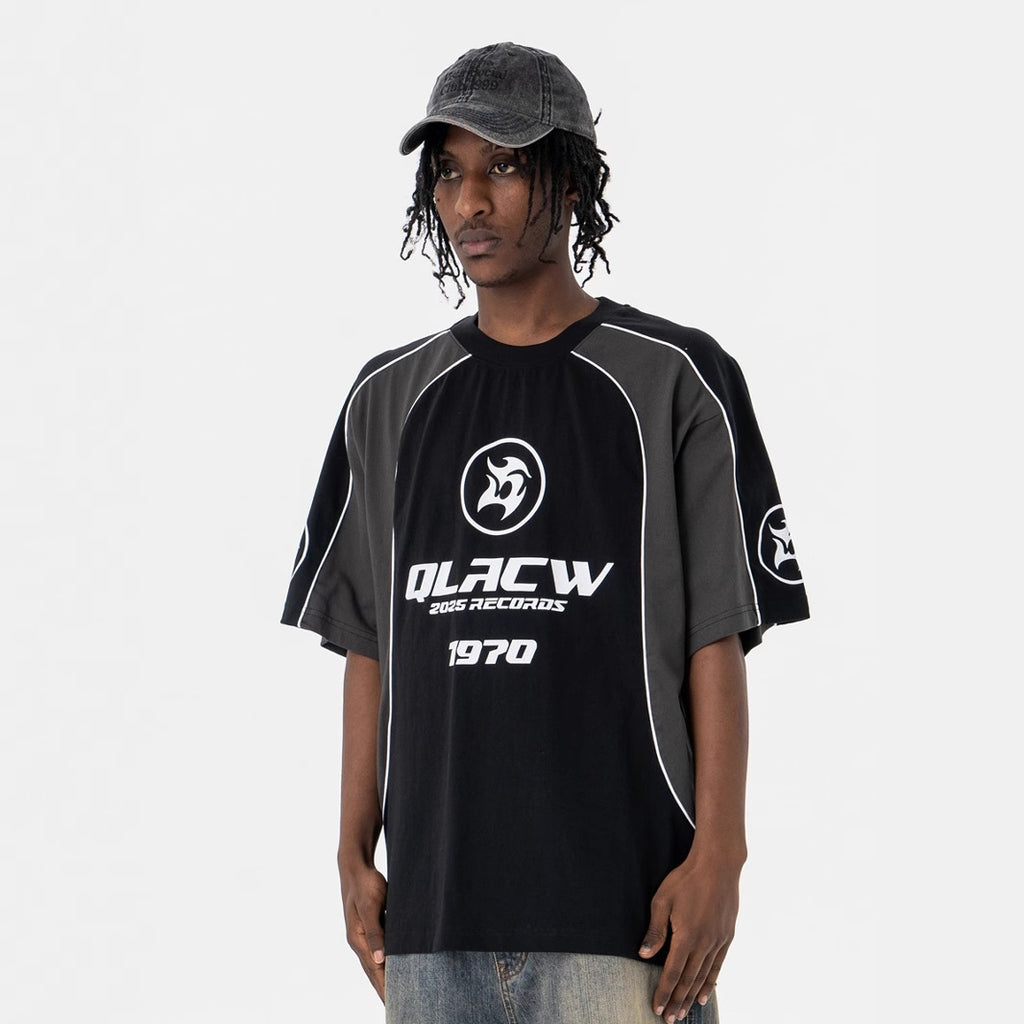 Football Jersey Spliced Letter Print Short Sleeve T-Shirt