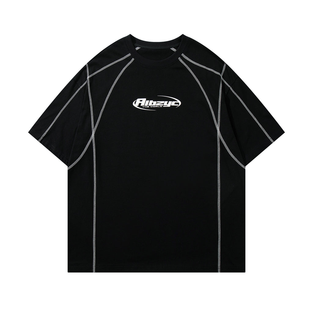 Style Casual Letter Print Short Sleeve T-Shirt Men's Oversize Loose Fit Couple Top