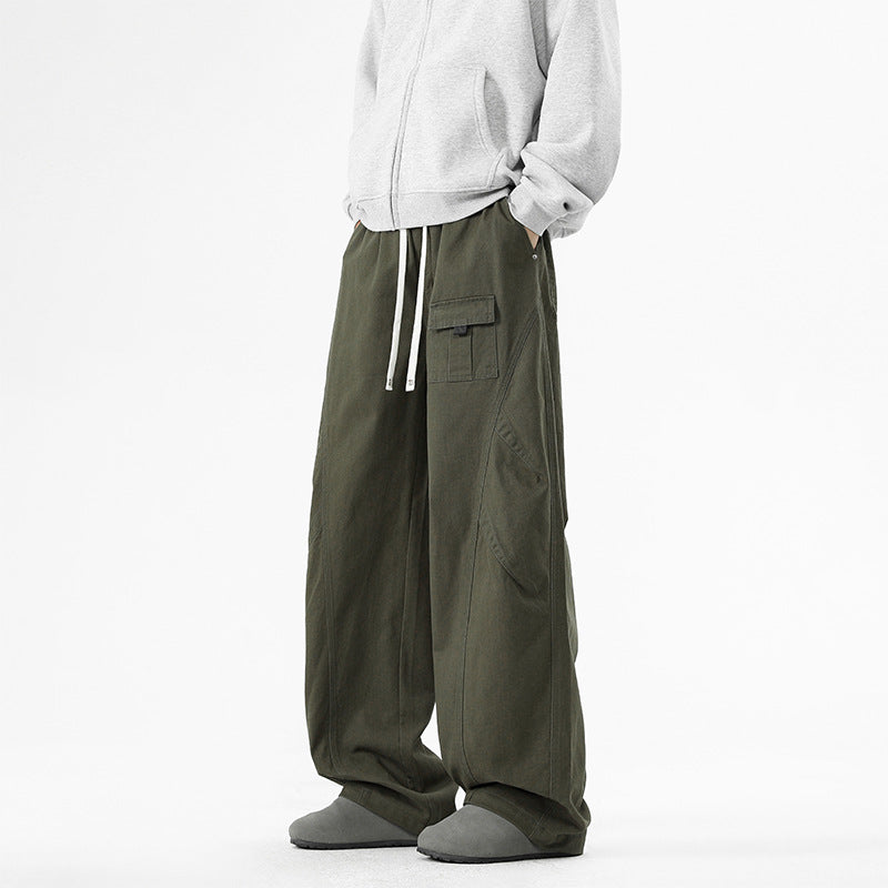 Straight-Leg Casual Pants for Men Loose Fit Long Trousers