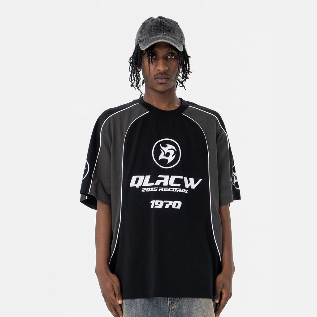 Football Jersey Spliced Letter Print Short Sleeve T-Shirt