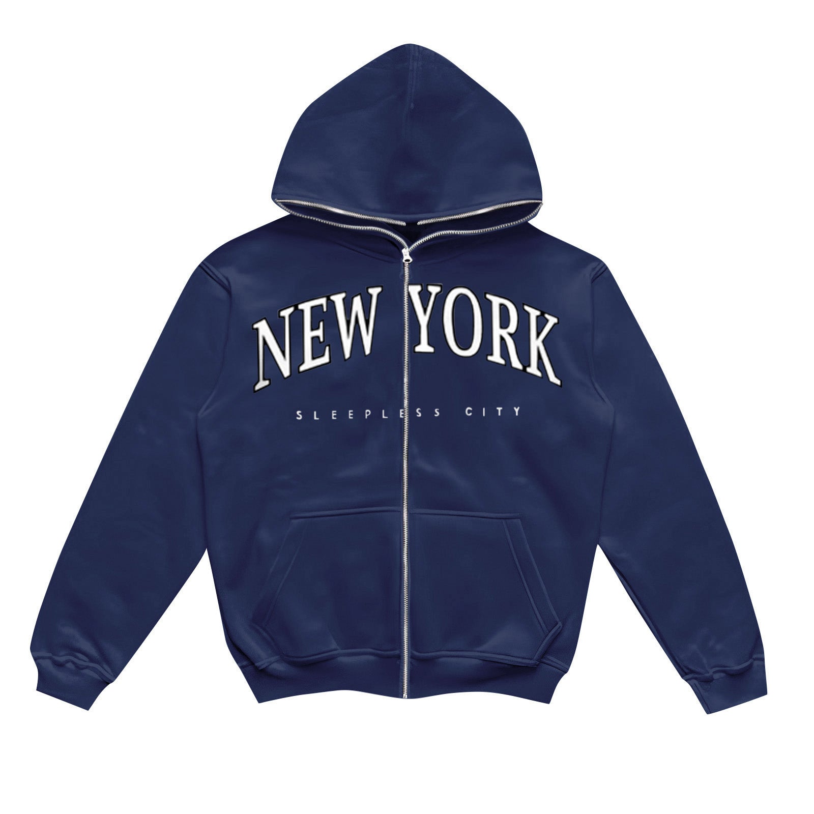 Fleece-lined Zip-up Hoodie with California Style for Men