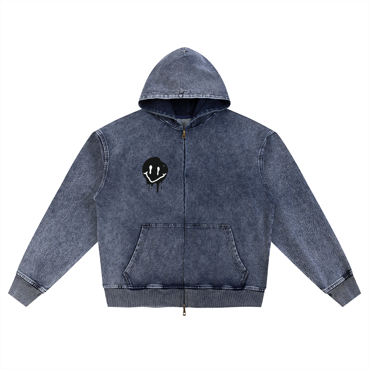 Snow Wash Oversized Zip-Up Hoodie