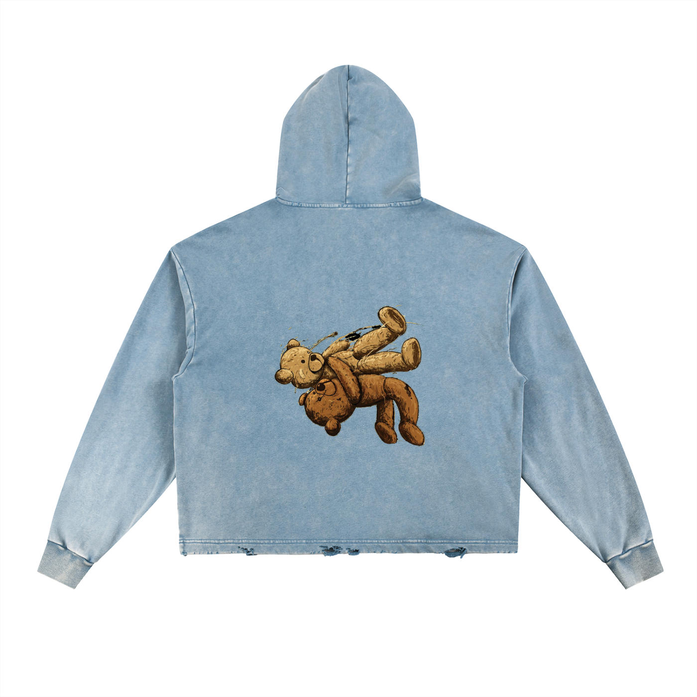 Vintage Washed Frayed-Hem Hoodie