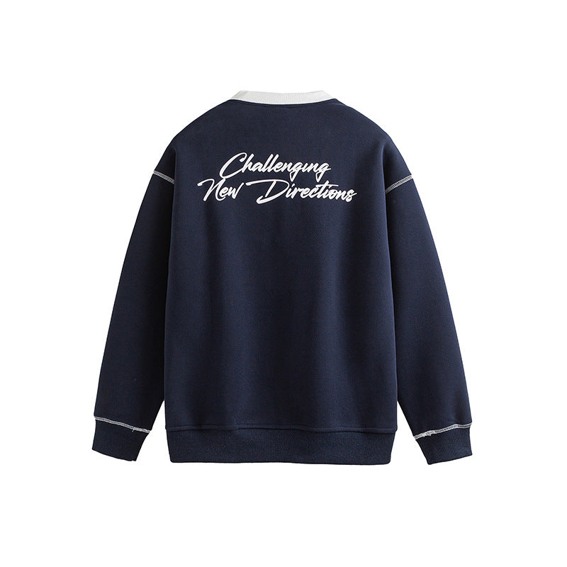 Red Sweatshirt with Embroidered Design for Men