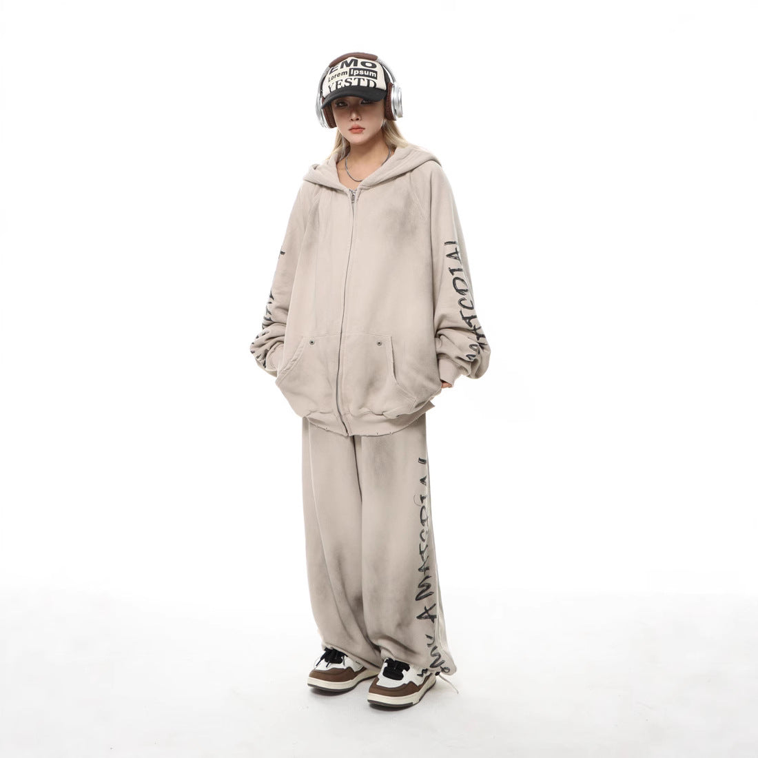 Retro Patchwork Embroidered Washed Distressed Loose Hoodie Zip-Up Sweatshirt for Men and Women,Couple's Lightweight Fleece Jacket