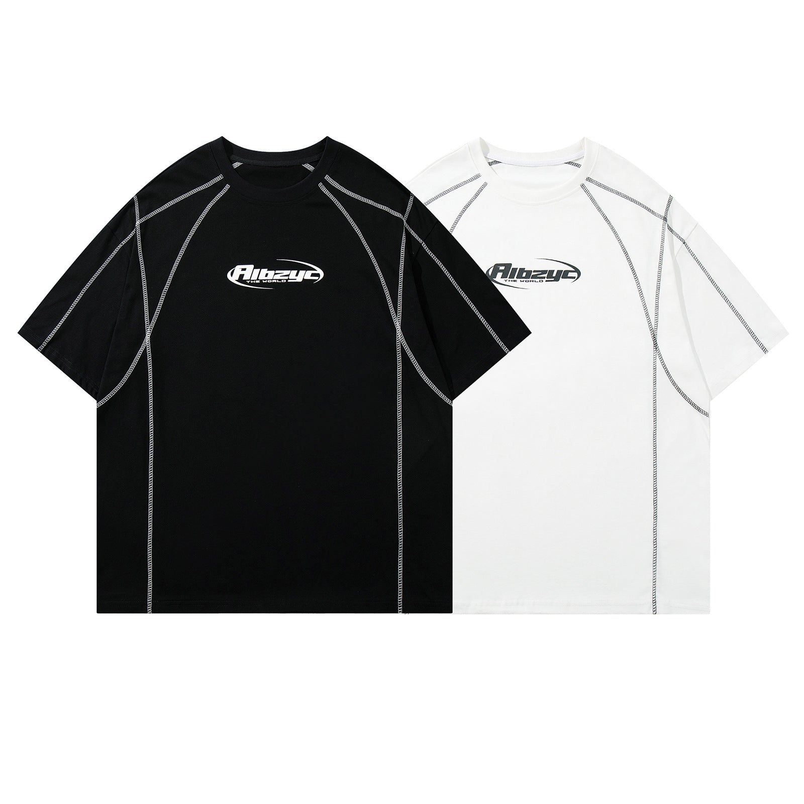 Style Casual Letter Print Short Sleeve T-Shirt Men's Oversize Loose Fit Couple Top