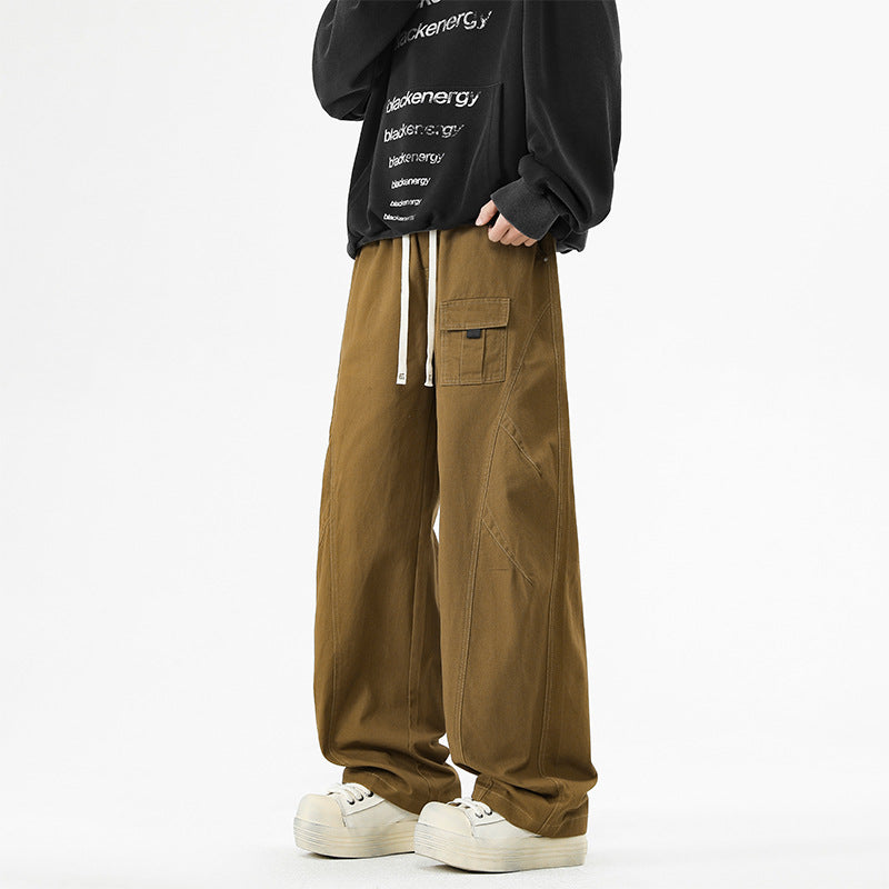Straight-Leg Casual Pants for Men Loose Fit Long Trousers