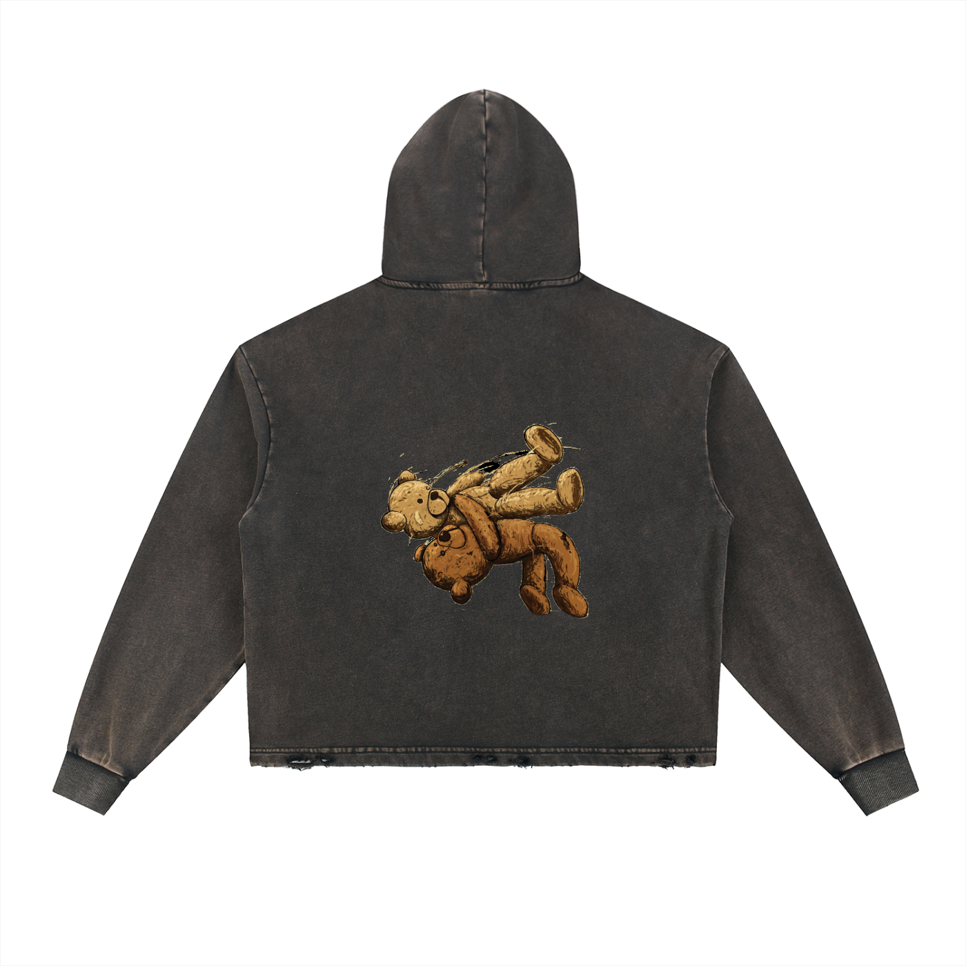 Vintage Washed Frayed-Hem Hoodie