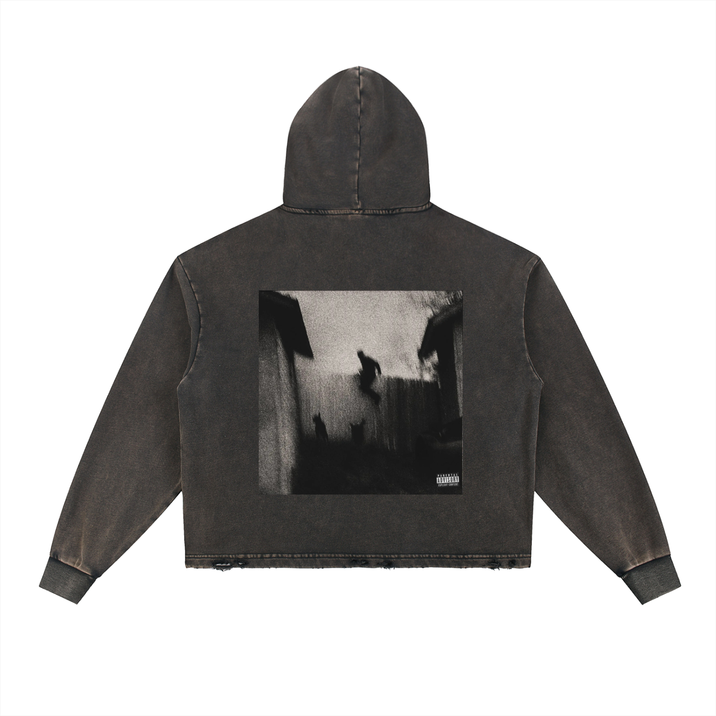 Vintage Washed Frayed-Hem Hoodie