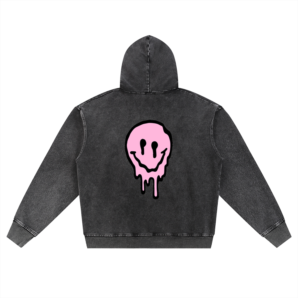 Snow Wash Oversized Zip-Up Hoodie